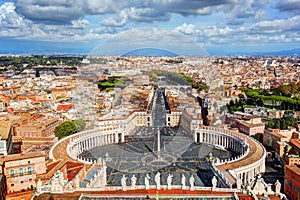 St. Peter's Square, Piazza San Pietro in Vatican City. Rome, Italy in the background photo