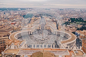 St Peter`s Square in Rome as seen from above aerial view