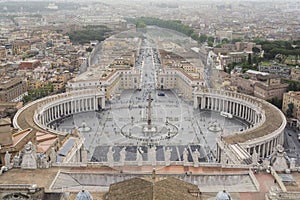 St. Peter`s square in Vatican city view from St. Peter`s Basilic