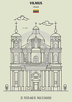 St. Peter and St. Pauls Church in Vilnius, Lithuania. Landmark icon photo