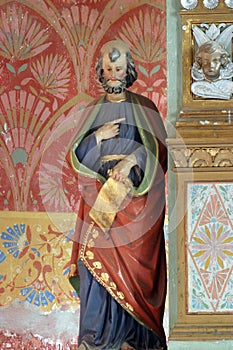 St Peter, statue on the main altar in the Church of Birth of Virgin Mary in Sveta Marija pod Okicem, Croatia