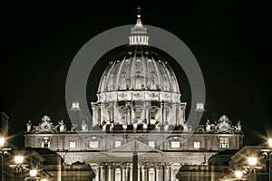 St. Peters Dome Basilica in Rome, Italy. Papal seat. Vatican City.