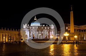 St. Peters square, Vatican Rome. Night view