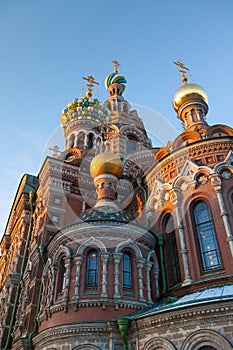 St. Petersburg, Cathedral of the Resurrection on the Blood, fragment, mosaic icons, golden domes