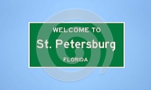 St. Petersburg, Florida city limit sign. Town sign from the USA