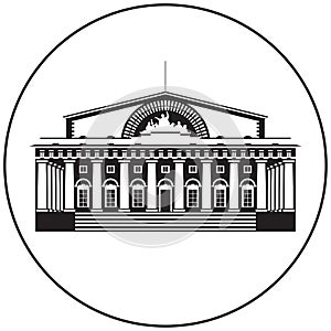 St Petersburg Old Stock Exchange Poseidon Temple building vector icon from Saint Petersburg Russian landmark set