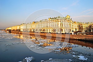 St. Petersburg. Palace Embankment at dusk photo