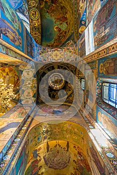 St. Petersburg, Russia - June 6 2017. ceiling with mosaic of Church of Savior on Blood or Cathedral of Resurrection of Christ