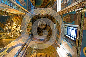 St. Petersburg, Russia - June 6 2017. ceiling with mosaic of Church of Savior on Blood or Cathedral of Resurrection of Christ