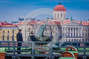 ST. PETERSBURG, RUSSIA, 17 MAY 2018: Everyday at 12:00 a shot is fired from a cannon at the Naryshkin Bastion. This