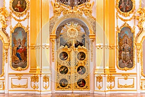 St. Petersburg, Russia - May 12, 2017: Interior of the State Hermitage, the Grand Church of the Winter Palace. Hermitage