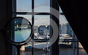 St. Petersburg, Russia-October 08, 2016: window overlooking the Hermitage Museum from the Museum of anthropology and Ethnography o