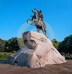 St. Petersburg, Russia - September 24, 2017: Monument to tsar and imperator Peter I the Great -The Bronze Horsemen-