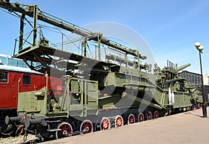 ST. PETERSBURG, RUSSIA. View of the superheavy railway artillery TM-3-12 system