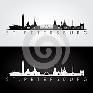 St. Petersburg skyline and landmarks silhouette photo
