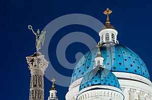 St. Petersburg. Trinity Izmailovsky Cathedral. Column of Glory. Night landscape. Russia