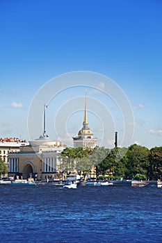 St. Petersburg. A view of the Admiralty through Neva