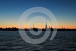 St. Petersburg.  White Nights.  View of the Peter and Paul Fortress.