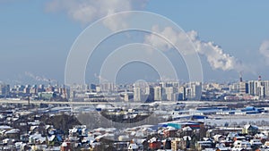 St. Petersburg in winter aerial view zoon out