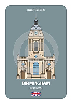 St Philip Cathedral in Birmingham, UK. Architectural symbols of European cities