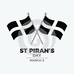St Piran's Day poster with Cornwall flag vector illustration
