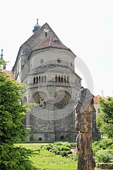 St. Procopius` Basilica with statue in Trebic