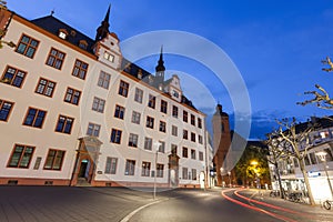 St. Quintin Church and the Old University in Mainz at evening