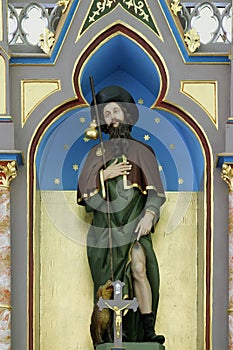 St. Roch statue on the main altar at St. Roch Church in Luka, Croatia