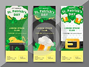 St. or Saint Patrick`s day vector flyer template design. La Fhei