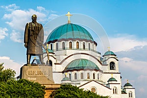 St. Sava Cathedral and Karadjordje monunent, Belgrade. Serbia