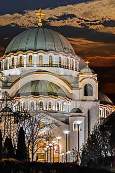 St. Sava Temple At Dusk - The World Largest Orthodox Church - Belgrade - Serbia