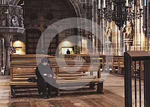 St. Sebaldus Church, gothic interior, old catholic in black