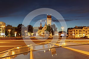 St. Simon and St. Helena Church and Prospekt Nezavisimosti - Independence Avenue in Minsk