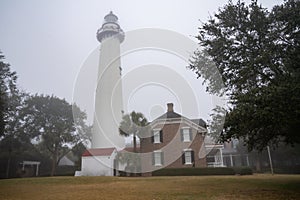 St. Simons Island Lighthouse on a very foggy and hazy day