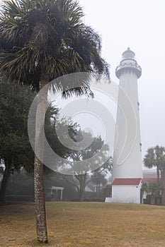 St. Simons Island Lighthouse on a very foggy and hazy day