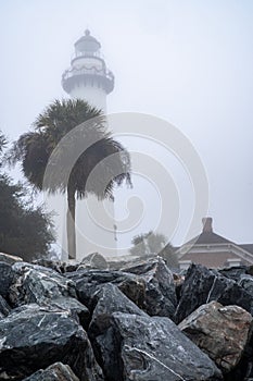 St. Simons Island Lighthouse on a very foggy and hazy day