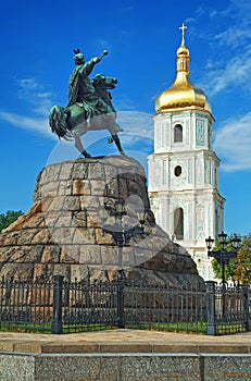 St Sophia Cathedral and monument to Khmelnitsky