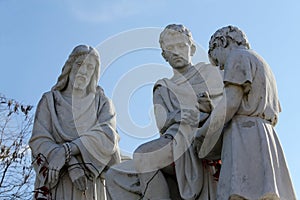 1st stations of the cross, Jesus is condemned to death, Pontius Pilate washes his hands photo