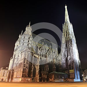 St. Stephan cathedral in Vienna at night