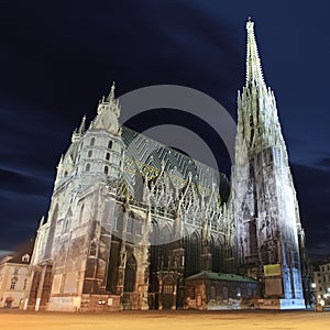 St. Stephan cathedral in Vienna at twilight, Austr