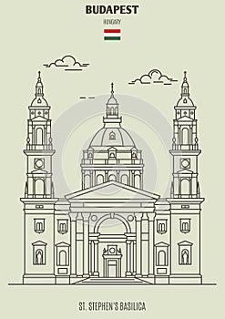 St. Stephen Basilica in Budapest, Hungary. Landmark icon