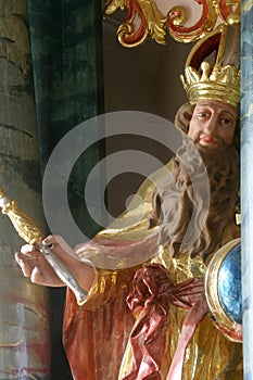 St Stephen of Hungary, statue on the main altar in the Chapel of the St Roch in Sveta Nedelja, Croatia