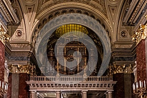 St. Stephen s Basilica in Budapest. Interior Details. Ceiling elements and organ.