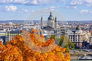 St. Stephen`s basilica dome in autumn, Budapest, Hungary