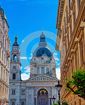 St. Stephen`s Basilica located on the Pest side of Budapest, Hungary