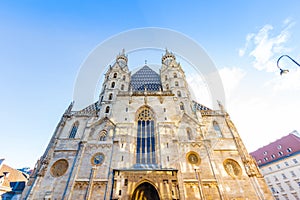The St. Stephen`s Cathedral 1160 in Vienna, Austria at morning on a clear day