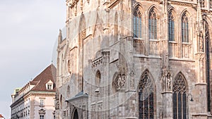 St. Stephen's Cathedral timelapse, the mother church of Roman Catholic Archdiocese of Vienna, Austria