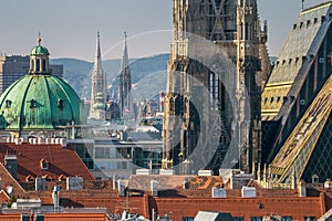 St. Stephen's Cathedral and Vienna old town cityscape at sunrise, Austria