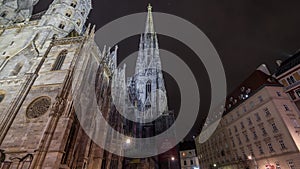 St. Stephen's Cathedral night timelapse hyperlapse, the mother church of Roman Catholic Archdiocese of Vienna photo
