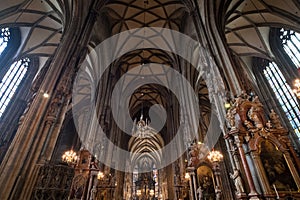 St Stephens Cathedral interior in Vienna